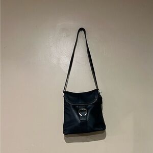 Rolf Genuine Leather Black Leather/PVC Shoulder Bag Great Preowned Condition